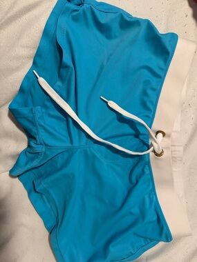 Fila Bright Turquoise Blue Men’s Swim Trunks with White Waistband
